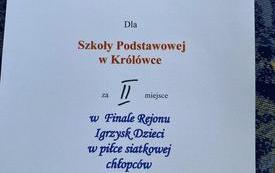 II miejsce w Finale Rejonu w piłce siatkowej chłopc&oacute;w 