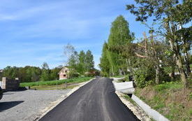 droga zieleń domy w oddali