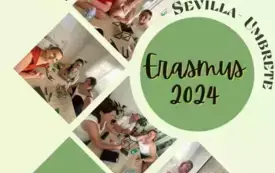 collage w zieloych barwach ze zdjęciami grupowymi