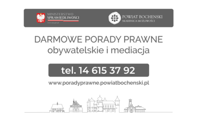 Zdjęcie do Lista jednostek nieodpłatnego poradnictwa dla mieszkańc&oacute;w Powiatu Bocheńskiego