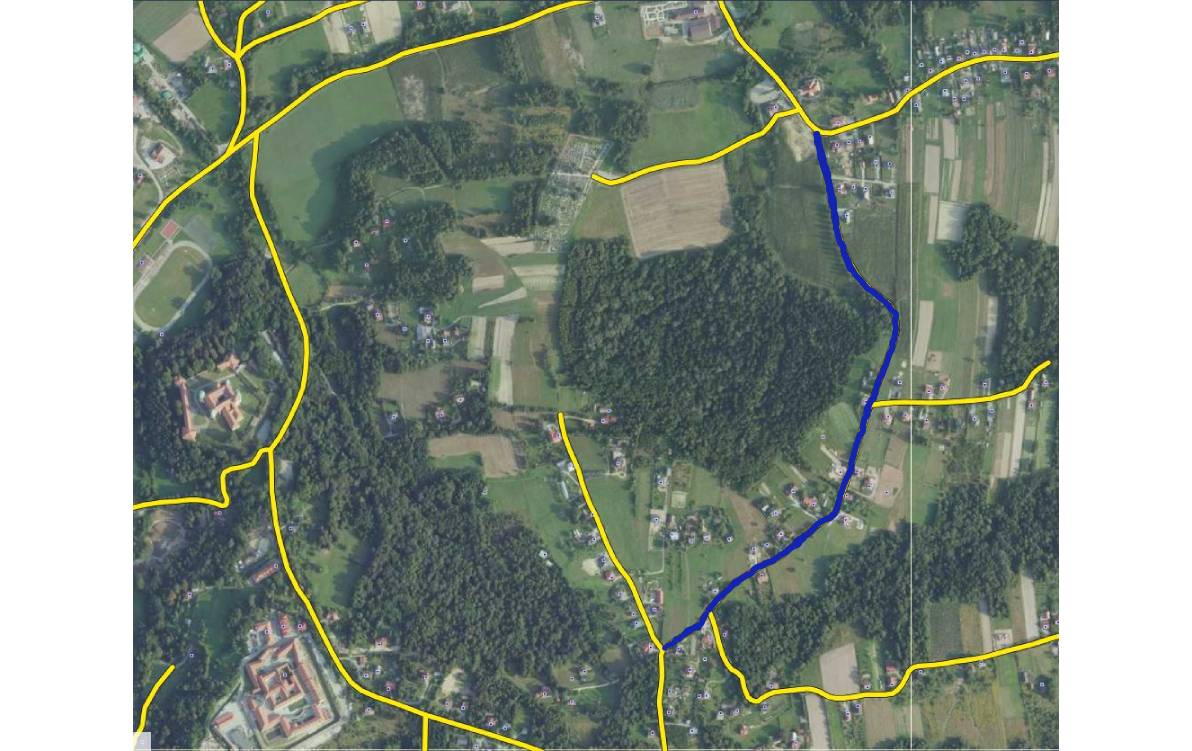 mapa z zaznaczonym zamykanym odcinkiem