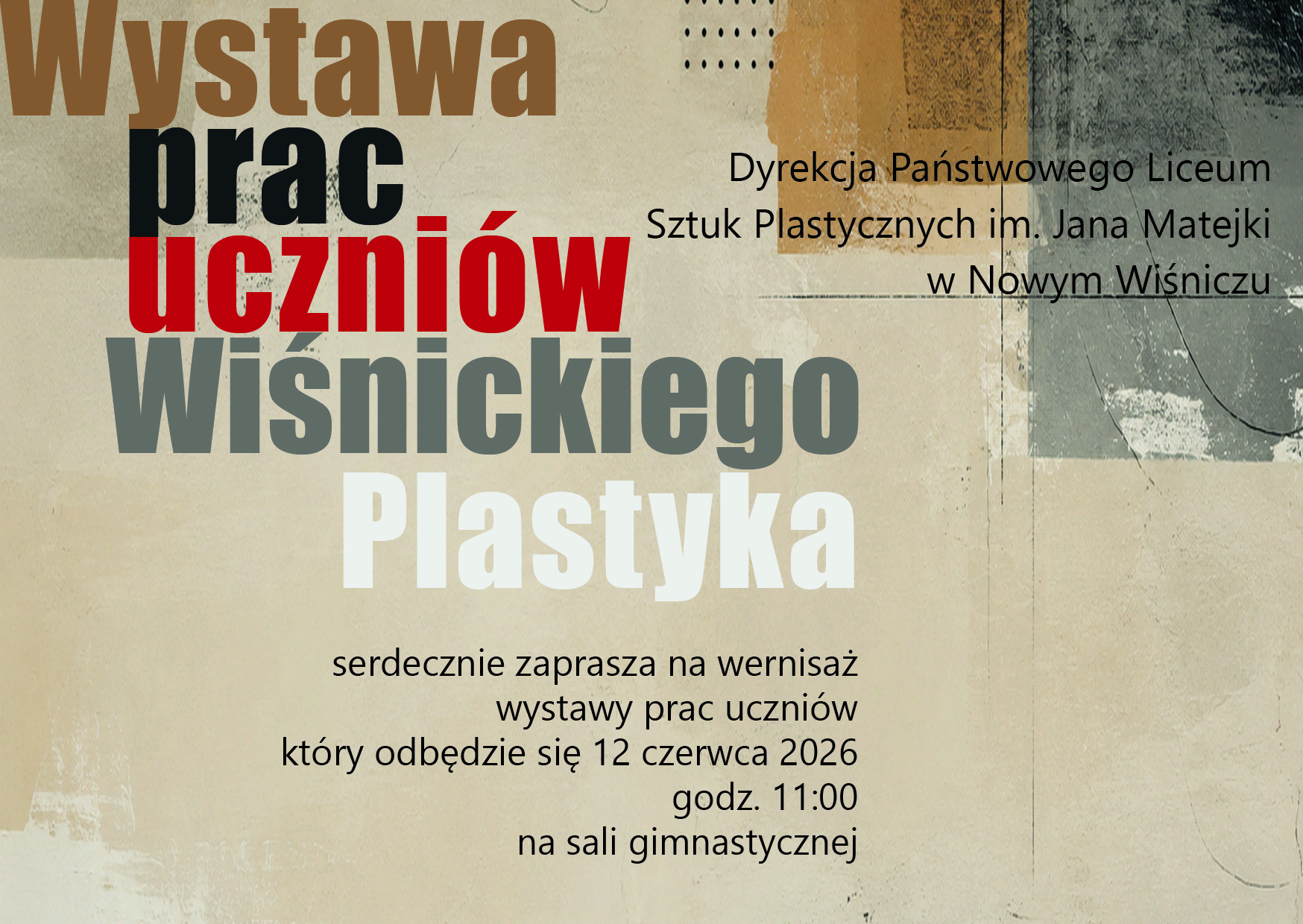 Wystawa Prac Uczni&oacute;w Wiśnickiego Plastyka 2026zaproszenie (002)