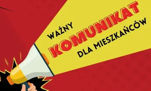 megafon napis na żółtym tle ważny komunikat dla mieszkańców