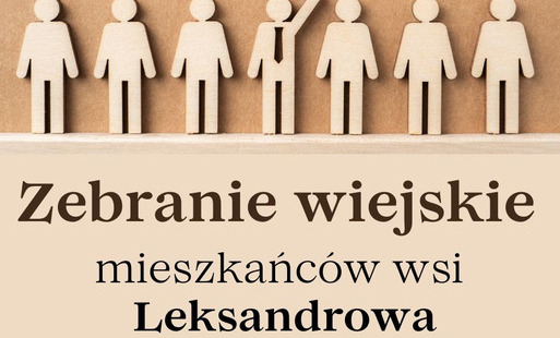grafika z ludzikami i napisem o zebraniu wiejskim