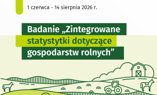 zielona grafika z napisem,  rysunkiem pól uprawnych i gospodarstwa