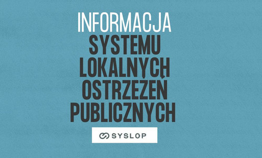 niebieska grafika z napisem i logo