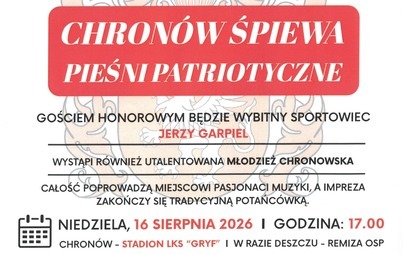 napisy na czerwonym tle, informacja o wydarzeniu
