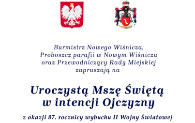 fragment plakatu z napisami, u góry godło i herb